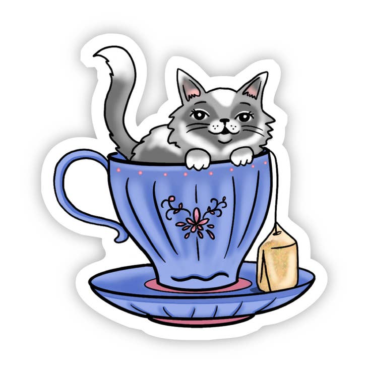 Cat Teacup Sticker