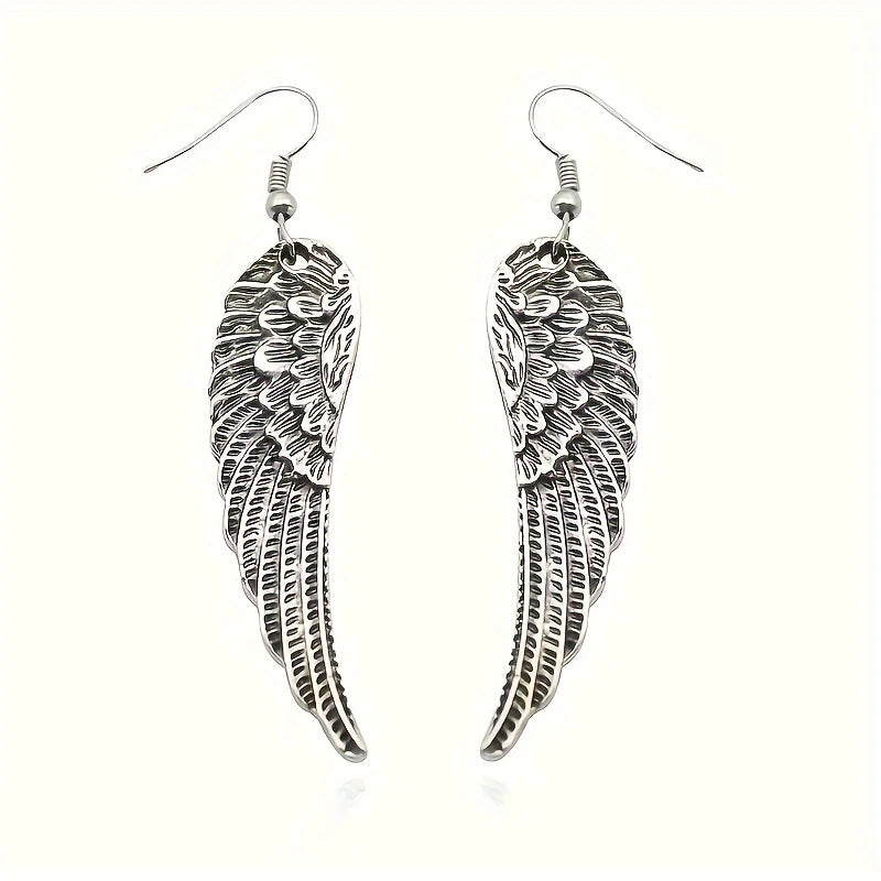 Silver Gothic Bird Wing Earrings - Raven/Crow Inspired
