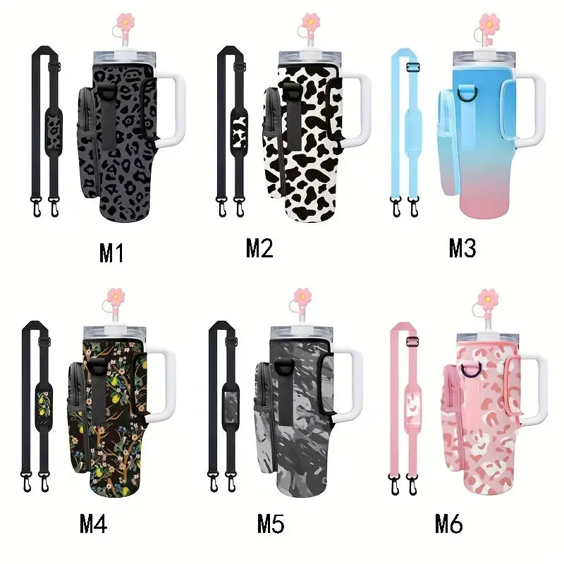 40oz Cup Covers with pocket and Adjustable Strap