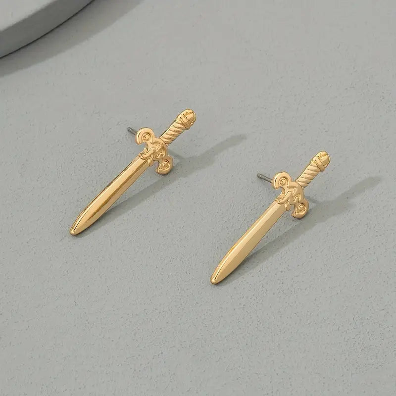 Vintage-Inspired Sword Stud Earrings