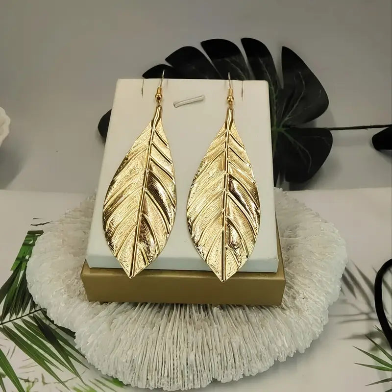 Oversized Luxury Leaf Statement Earrings