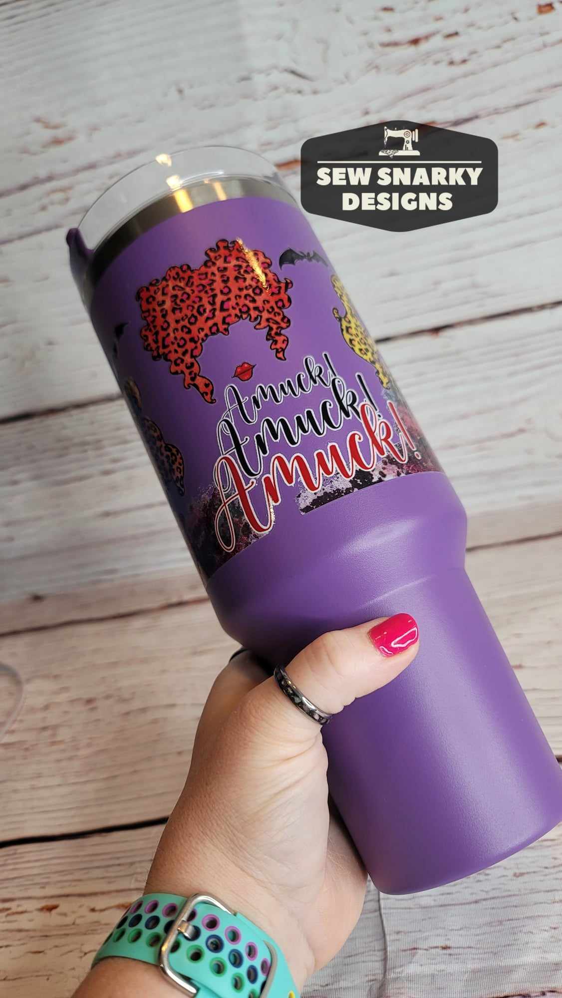 Amuck Amuck Amuch Hocus Pocus 40oz Tumbler -Leopard - Witches - Halloween
