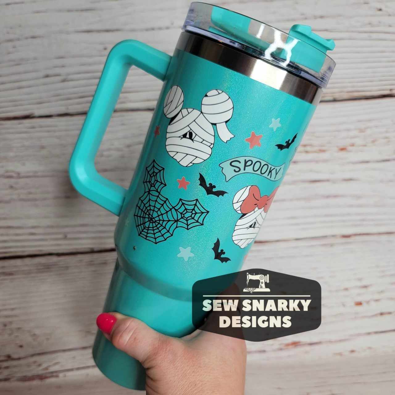 Mouse Boy & Girl Mummy 40oz Tumbler - Holographic - Spiderweb - Spooky - Halloween