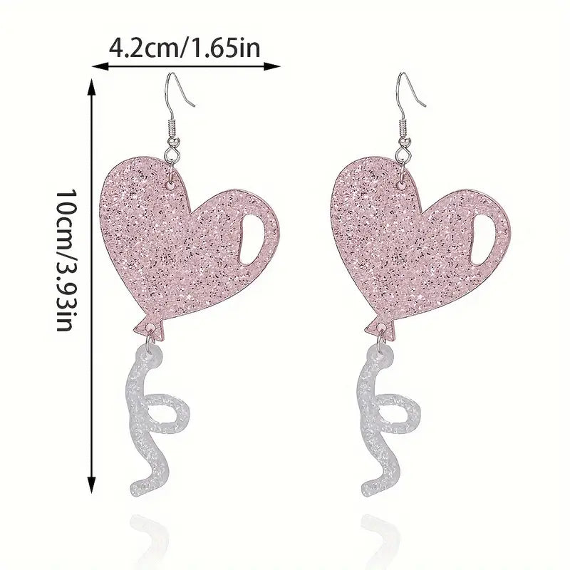 Glitter Balloon Heart Earrings