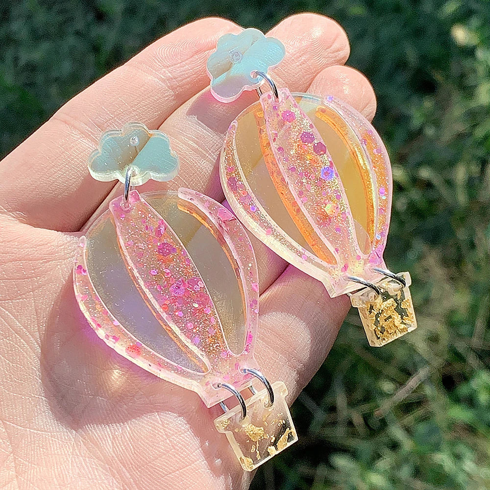 Dreamy Cloud Voyage Hot Air Balloon Earrings