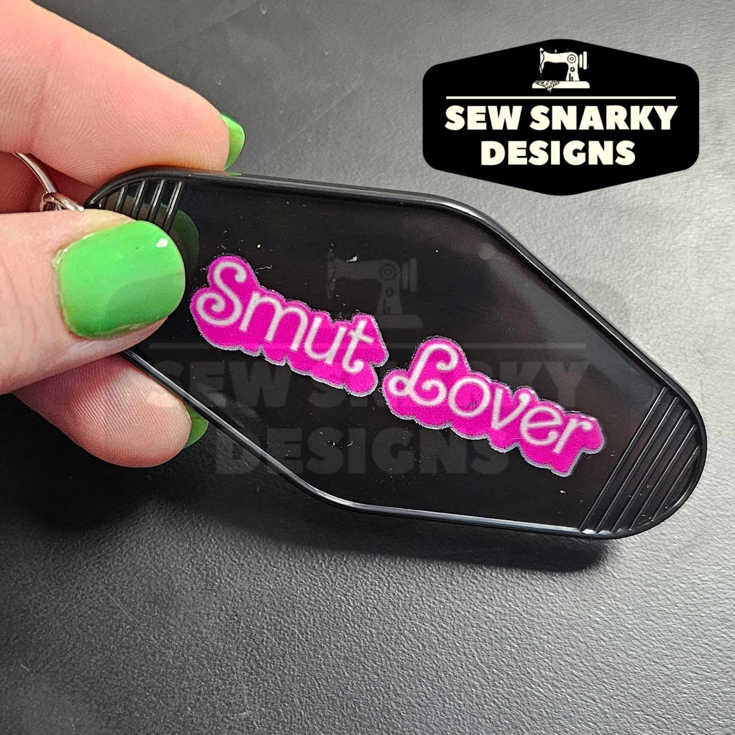 "Smut Lover" Bimbo Style Motel Keychain