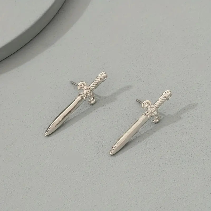 Vintage-Inspired Sword Stud Earrings