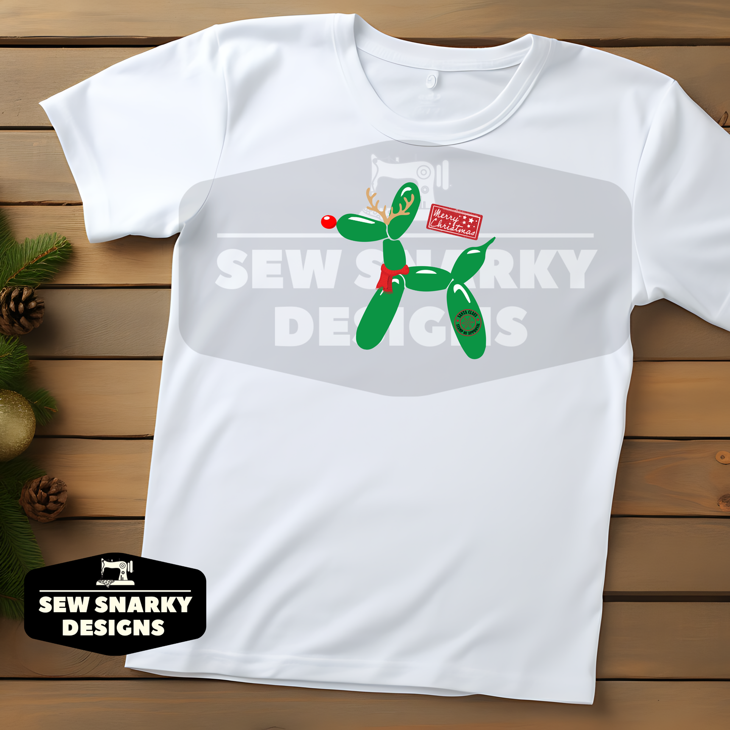 Christmas Balloon Reindeer T-Shirt - Holiday Balloon Animal Design, Balloon Dog, Balloon Artist