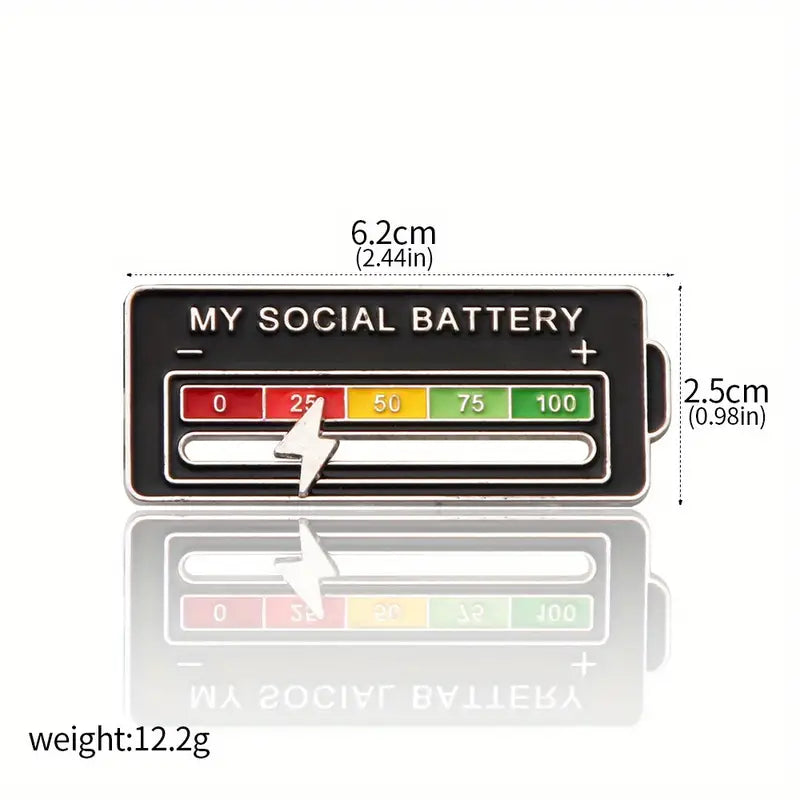 Mood Tracker - Social Battery - Lapel Pins - Enamel Pins - Sliding Interactive