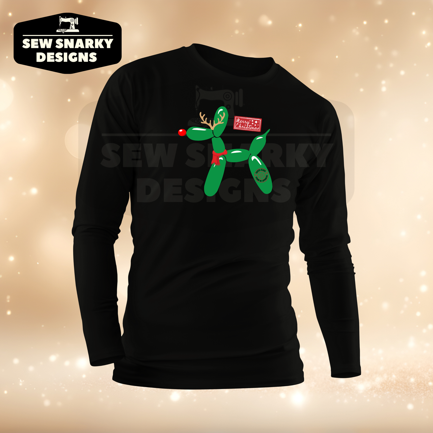 Christmas Balloon Reindeer T-Shirt - Holiday Balloon Animal Design, Balloon Dog, Balloon Artist