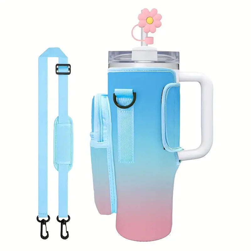 40oz Cup Covers with pocket and Adjustable Strap