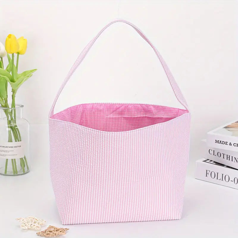 Custom Monogrammed Easter Basket (Large Capacity Easter Tote Bag - Perfect for Egg Hunts & Beyond)