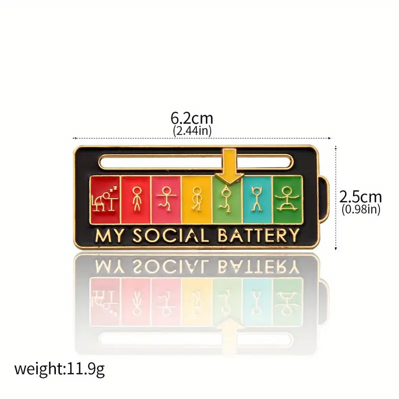 Mood Tracker - Social Battery - Lapel Pins - Enamel Pins - Sliding Interactive
