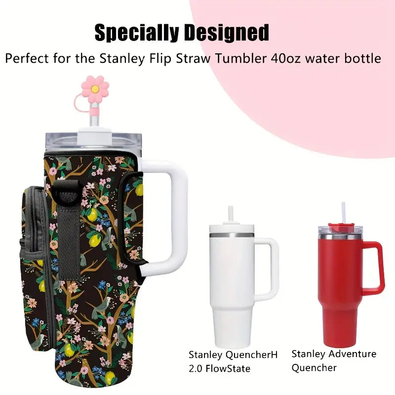 40oz Cup Covers with pocket and Adjustable Strap