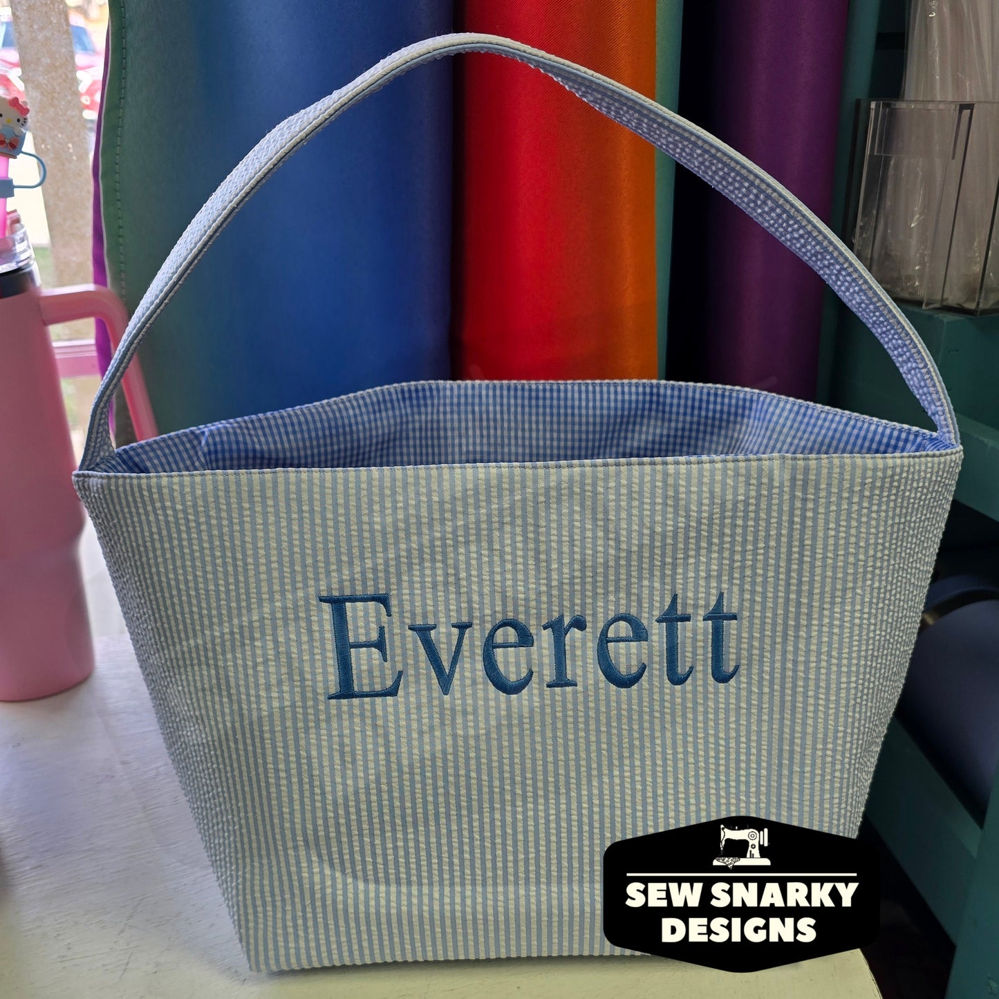 Custom Monogrammed Easter Basket (Large Capacity Easter Tote Bag - Perfect for Egg Hunts & Beyond)