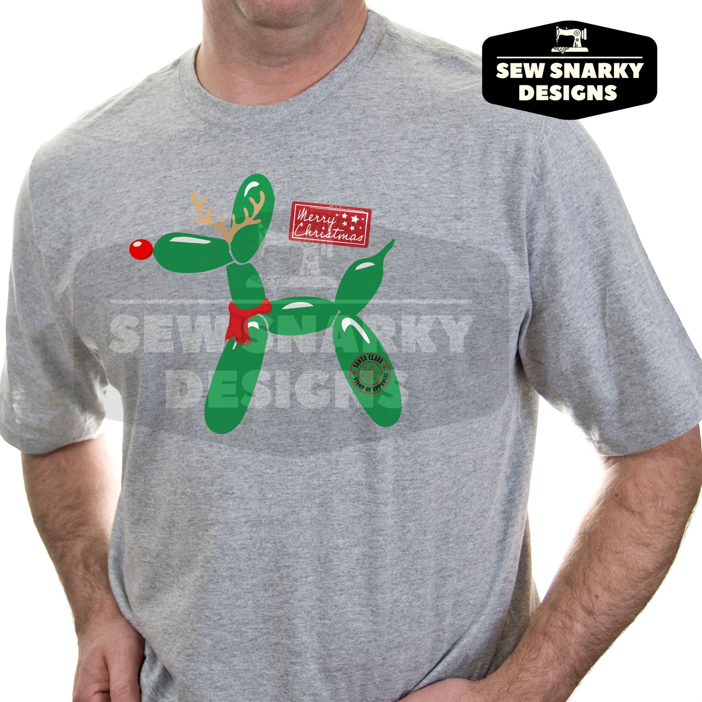 Christmas Balloon Reindeer T-Shirt - Holiday Balloon Animal Design, Balloon Dog, Balloon Artist