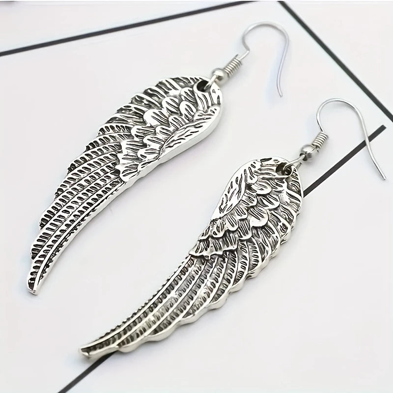 Silver Gothic Bird Wing Earrings - Raven/Crow Inspired
