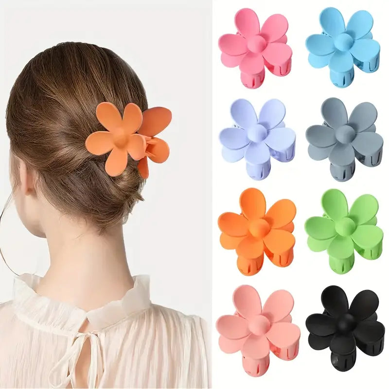 Flower Frosted Candy Color Hair Claw Clip Plastic Non-Slip Strong Hold Grip Hair Jaw Clip For Women Girls Hair Accessories