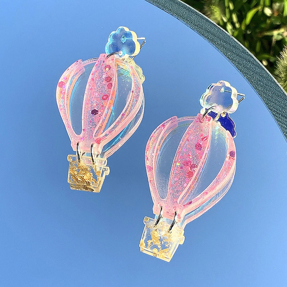 Dreamy Cloud Voyage Hot Air Balloon Earrings
