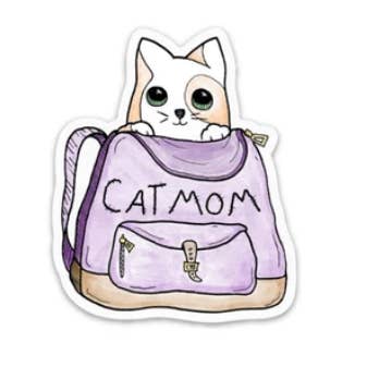 Cat Mom Backpack Sticker