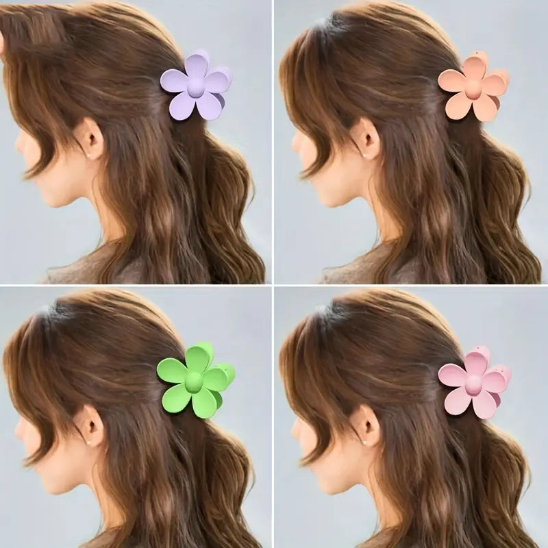 Flower Frosted Candy Color Hair Claw Clip Plastic Non-Slip Strong Hold Grip Hair Jaw Clip For Women Girls Hair Accessories
