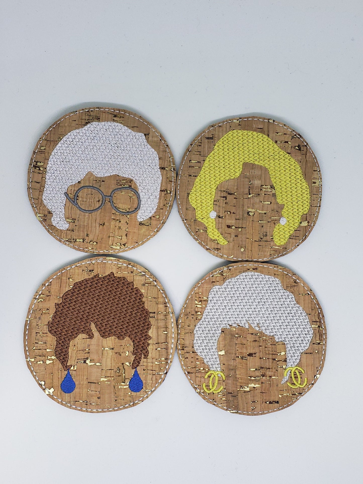 Golden Girls Inspired Coaster Set, Thank you for being a friend, Cork Coasters, Blanche Sophia Rose Dorothy, Retro, Classic TV