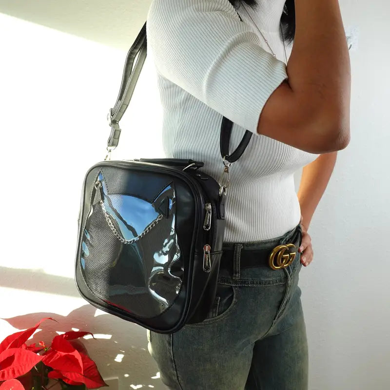 Cat Convertible Pin Display Bag - Backpack, Crossbody or Shoulder Bag