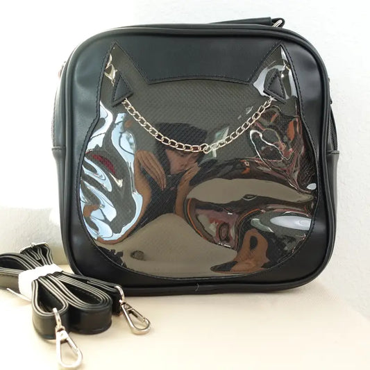 Cat Convertible Pin Display Bag - Backpack, Crossbody or Shoulder Bag