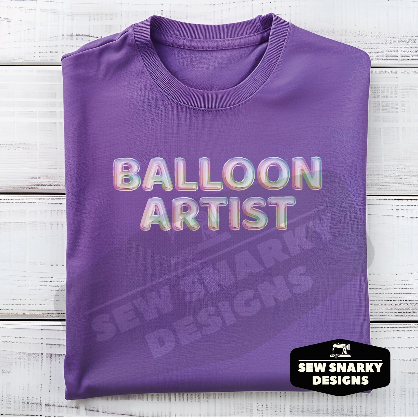 Balloon Artist, Balloon Letters Pastel Rainbow T-shirt