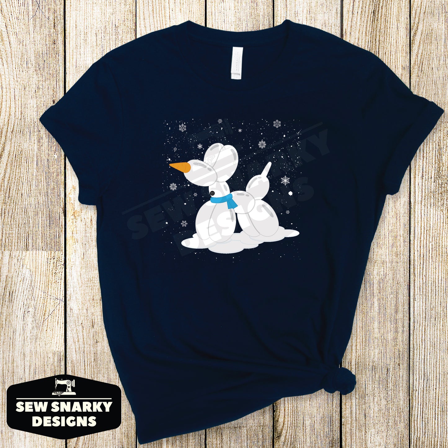 Balloon Animal Snow Dog Tee – Cute Winter Snowflakes Shirt, Fun Holiday Gift, Balloon Dog, Balloon Artist