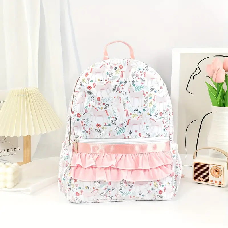 Sweet Floral Ruffle Backpack for Girls