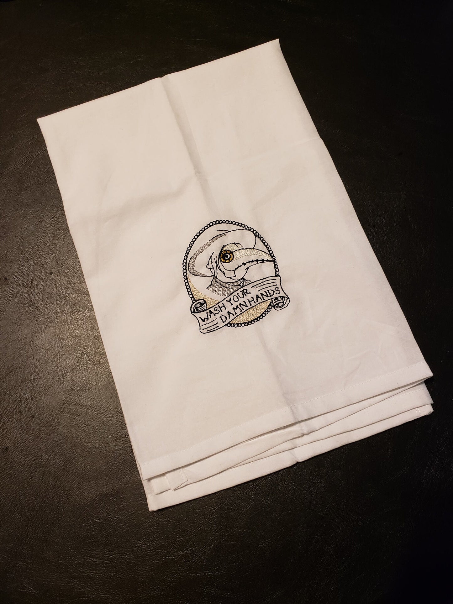 Plague Doctor Mask - Flour Sack Towel - Wash Your Damn/Darn Hands